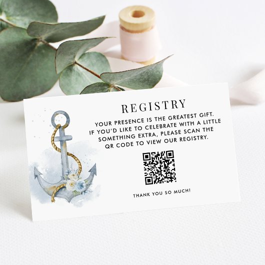 Blauw Witte Bloemanker Huwelijksregister QR-code Informatiekaartje