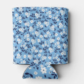 Blauw, witte bloemen: blikjeskoeler (Achterkant)