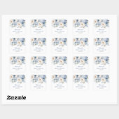 Blauw & Witte Bloemen Bruidsdouche Vierkante Sticker (Vel)