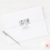 Blauw & Witte Bloemen Bruidsdouche Vierkante Sticker (Envelop)