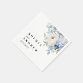 Blauw & Witte Bloemen Bruiloft Servetten (Hoek)
