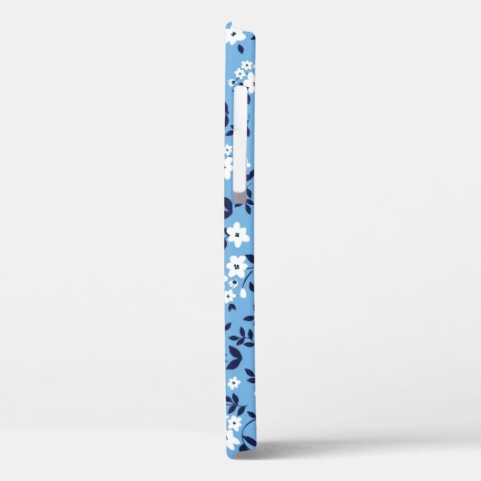 Blauw, witte bloemen:  Case-Mate iPhone case (Achterkant / Links)