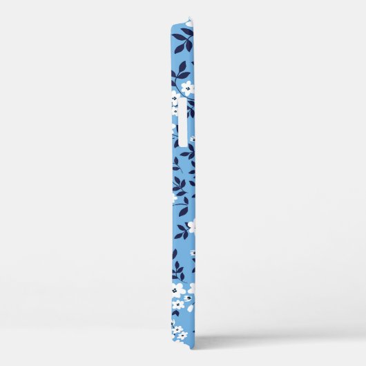Blauw, witte bloemen:  Case-Mate iPhone case (Achterkant / Rechts)
