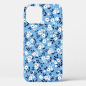 Blauw, witte bloemen:  Case-Mate iPhone case (Achterkant)