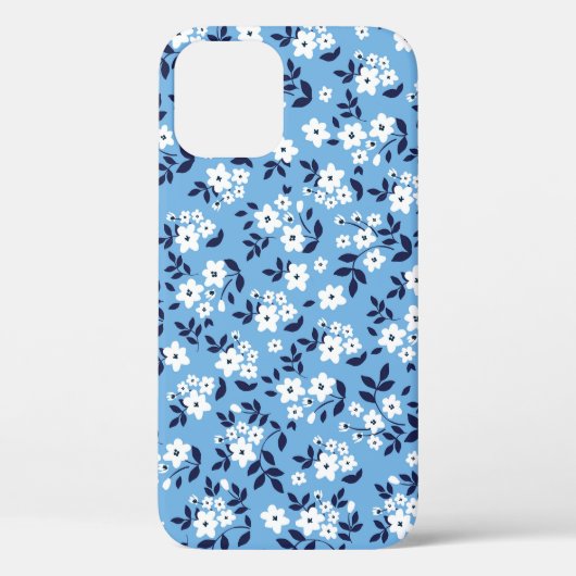 Blauw, witte bloemen: Case-Mate iPhone case (Achterkant)