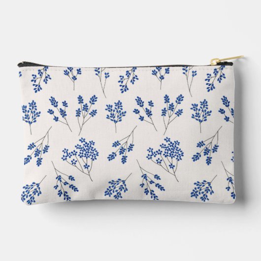 Blauw-witte Bloemen Cosmetische Zak Etui (Achterkant)