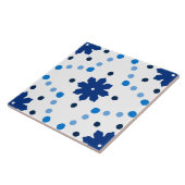 Blauw-witte Bloemen Dot Patroon Tegeltje (Zijkant)