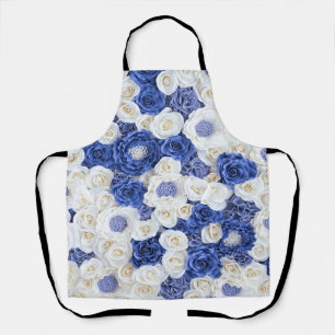 Blauw Witte Bloemen Elegant Meisjesachtig Schort