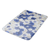 Blauw Witte Bloemen Elegante Girly Badmat (Gekanteld)
