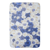 Blauw Witte Bloemen Elegante Girly Badmat (Voorkant Verticaal)