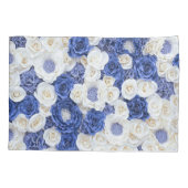 Blauw Witte Bloemen Elegante Girly Kussensloop (Achterkant)