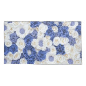 Blauw Witte Bloemen Elegante Girly Kussensloop (Achterkant)
