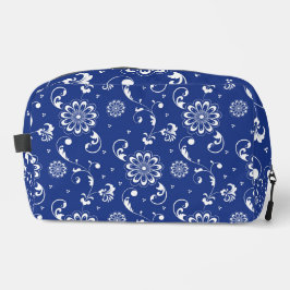  BLAUW-WITTE BLOEMEN EN BLADEREN TOILETTASJE