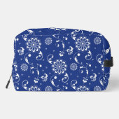 BLAUW-WITTE BLOEMEN EN BLADEREN TOILETTASJE (Achterkant)