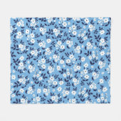Blauw, witte bloemen:  fleece deken (Voorkant (Horizontaal))