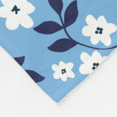 Blauw, witte bloemen:  fleece deken (Hoek)