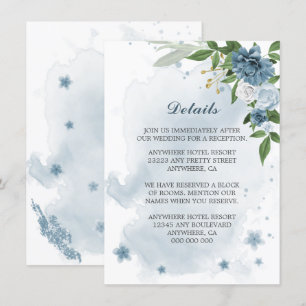 blauw - witte bloemen - groen - details informatiekaartje