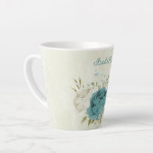 blauw witte bloemen groen latte mok (Linkerhoek)