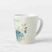 blauw witte bloemen groen latte mok (Rechterhoek)