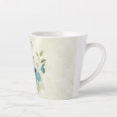 blauw witte bloemen groen latte mok (Rechts)