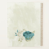 blauw witte bloemen groen trouwen planner (Achterkant)