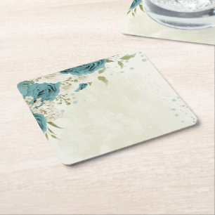 blauw witte bloemen groen trouwfeest kartonnen onderzetters