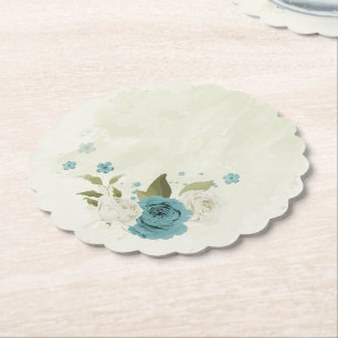 blauw witte bloemen groen trouwfeest kartonnen onderzetters