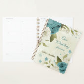 blauw witte bloemen groen trouwfeest planner (Display)