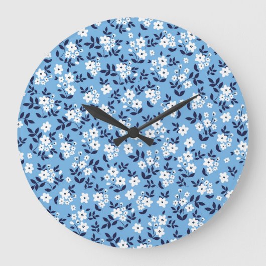Blauw, witte bloemen:  grote klok (Voorkant)