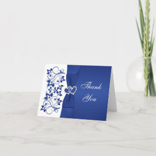Blauw, Witte Bloemen, Hartjes Trouw Trouw Dankkaar Bedankkaart
