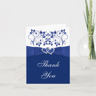 Blauw, Witte Bloemen, Hartjes Trouw Trouw Dankkaar Bedankkaart