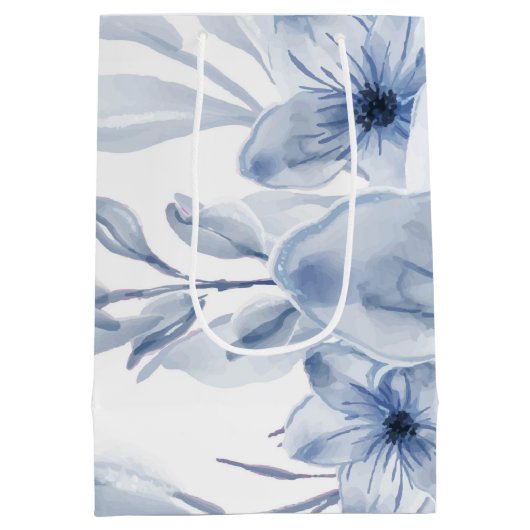 Blauw-witte bloemen medium cadeauzakje (Achterkant)
