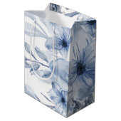Blauw-witte bloemen medium cadeauzakje (Achterkant Gekanteld)