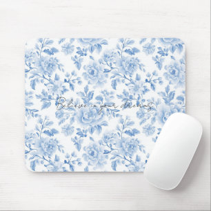 Blauw Witte Bloemen Muismat