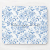 Blauw Witte Bloemen Muismat (Voorkant)