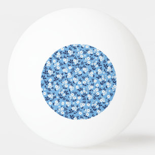 Blauw, witte bloemen: pingpongbal