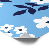 Blauw, witte bloemen: poster (Hoek)