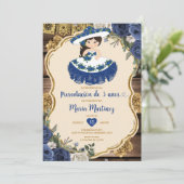 Blauw-witte bloemen Presentación de Tres Años Kaart (Staand voorkant)