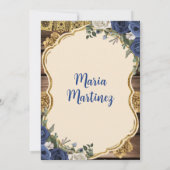 Blauw-witte bloemen Presentación de Tres Años Kaart (Achterkant)