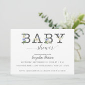 Blauw-witte bloemen rustiek | Boy Baby shower Kaart (Staand voorkant)
