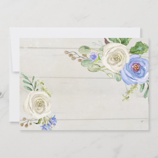 Blauw-witte bloemen rustiek | Boy Baby shower Kaart (Achterkant)