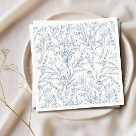 Blauw-witte bloemen servetten van papier