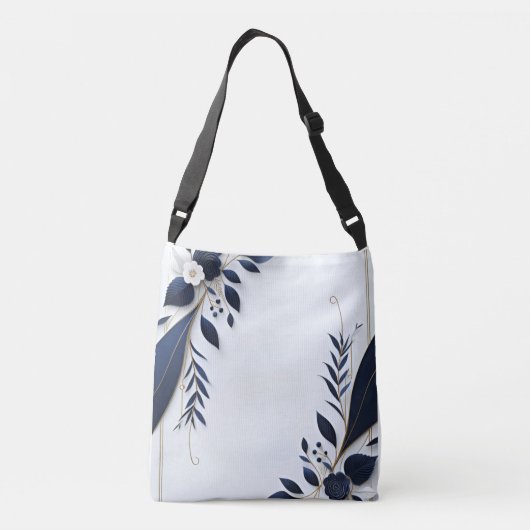 Blauw-witte bloemen/Tas Crossbody Tas (Achterkant)