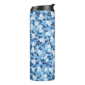 Blauw, witte bloemen: thermosbeker (Gedraaid links)