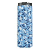 Blauw, witte bloemen: thermosbeker (Achterkant)