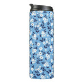 Blauw, witte bloemen: thermosbeker (Geroteerd rechts)