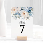 Blauw-witte bloemen Trouwtafel Nummer Kaart
