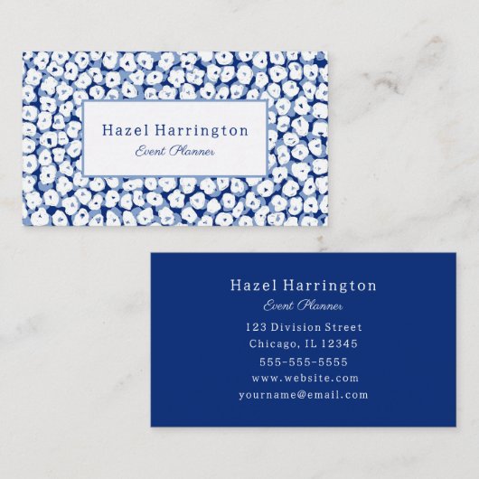 Blauw witte bloemen Visitekaartjes Abstract (Voorkant / Achterkant)