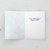Blauw-witte bloemenaanmoediging kaart (Binnen)