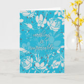 Blauw-witte bloemenaanmoediging kaart (Gele Bloem)